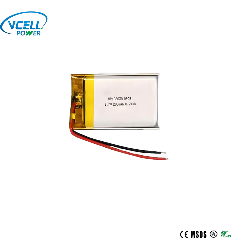 3,7V 200mAh 402030 genopladeligt Li-polymerbatteri