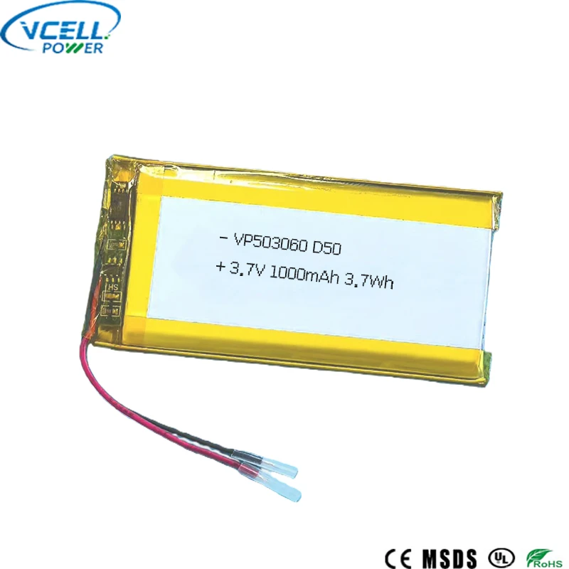 503060 3,7V 1000mAh 3,7Wh lithiumpolymerbatteri